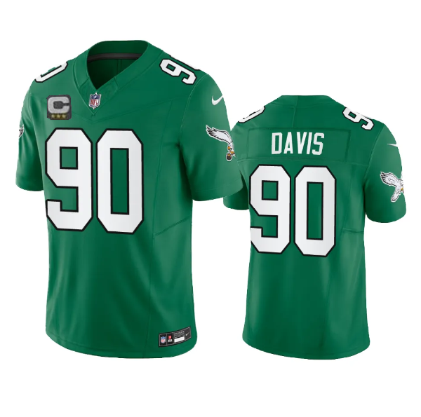 Men's Green Philadelphia Eagles #90 Jordan Davis 2023 F.U.S.E. With C Patch Vapor Untouchable Stitched Football Jersey
